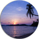 Hanging Seat In Blue Sunset Beach, Seashore Disc Metal Wall Art, 11"