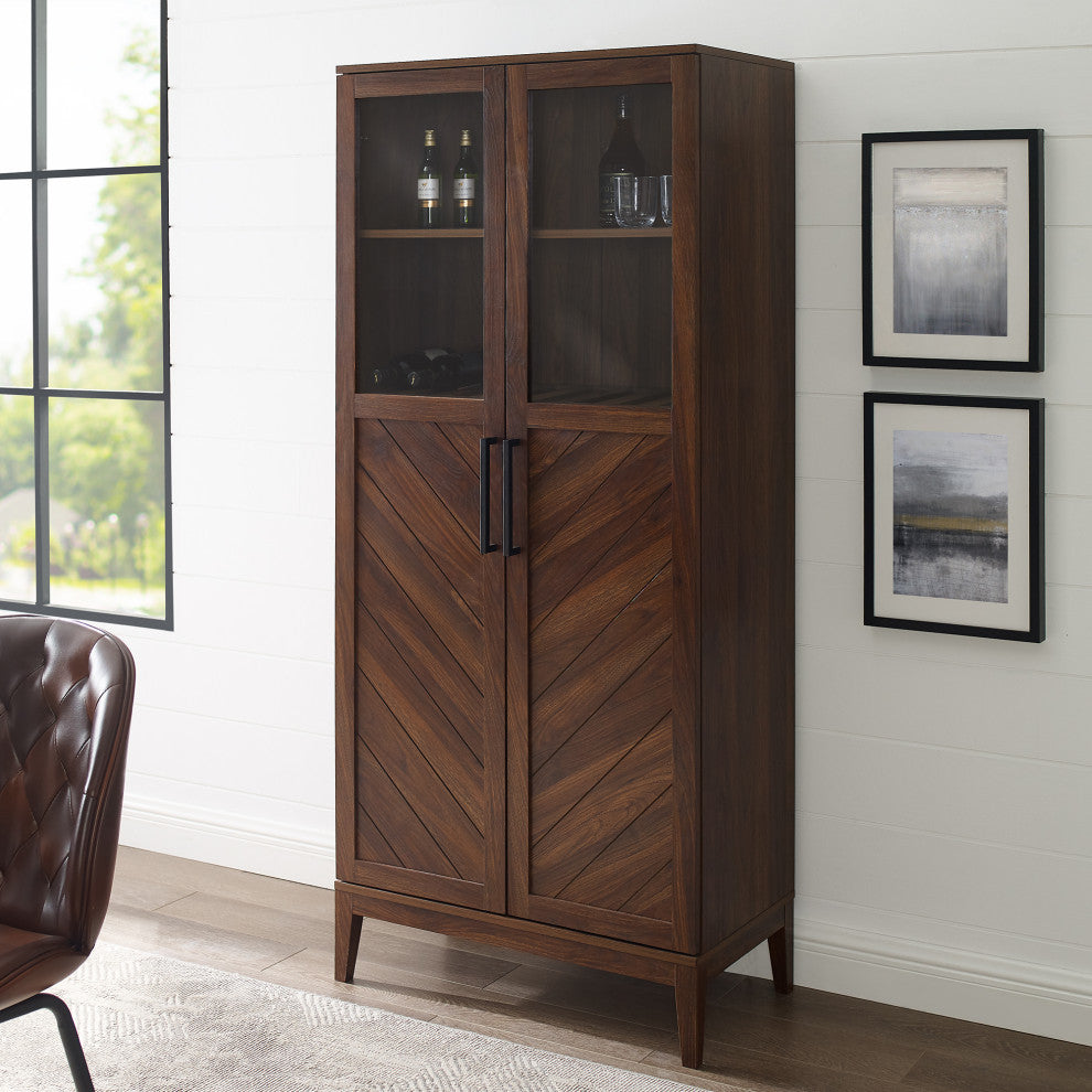 Logan 68" Chevron Storage Cabinet - Dark Walnut