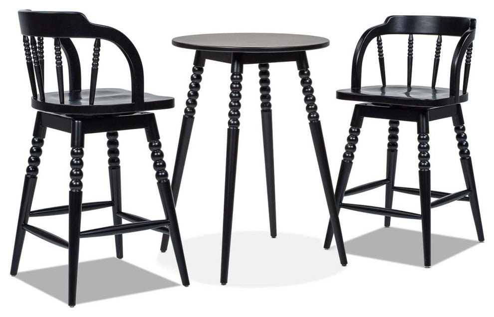 Breda 25" Counter-Height Round Bistro 3-Piece Dining Set, Black