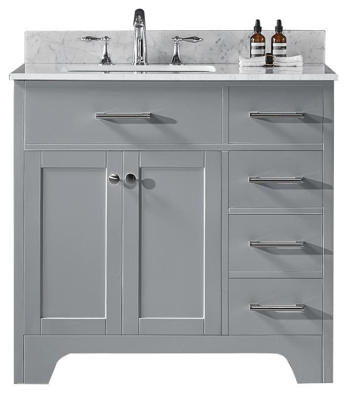 36" Single Sink Bathroom Vanity With Carrara Marble Top