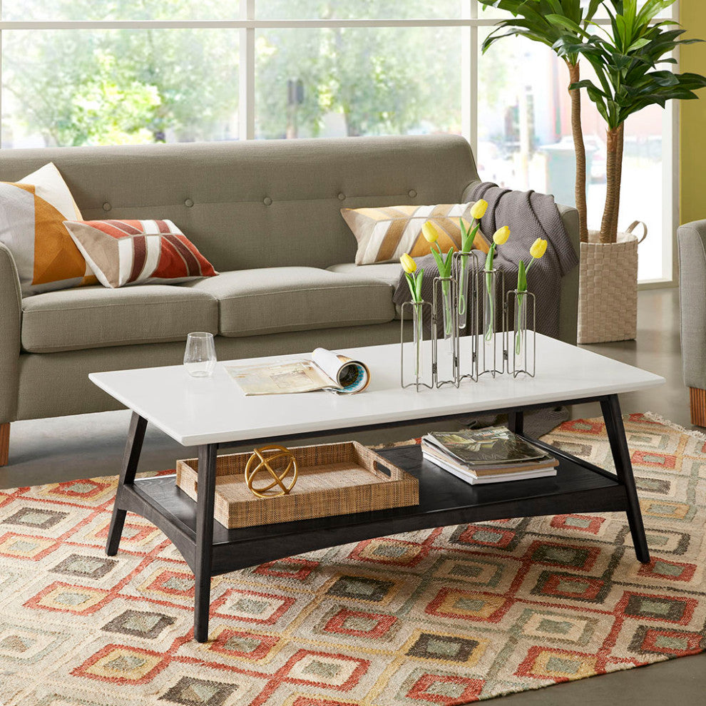 Madison Park Parker Mid-Century Modern Natural Wood Coffee Table, Black