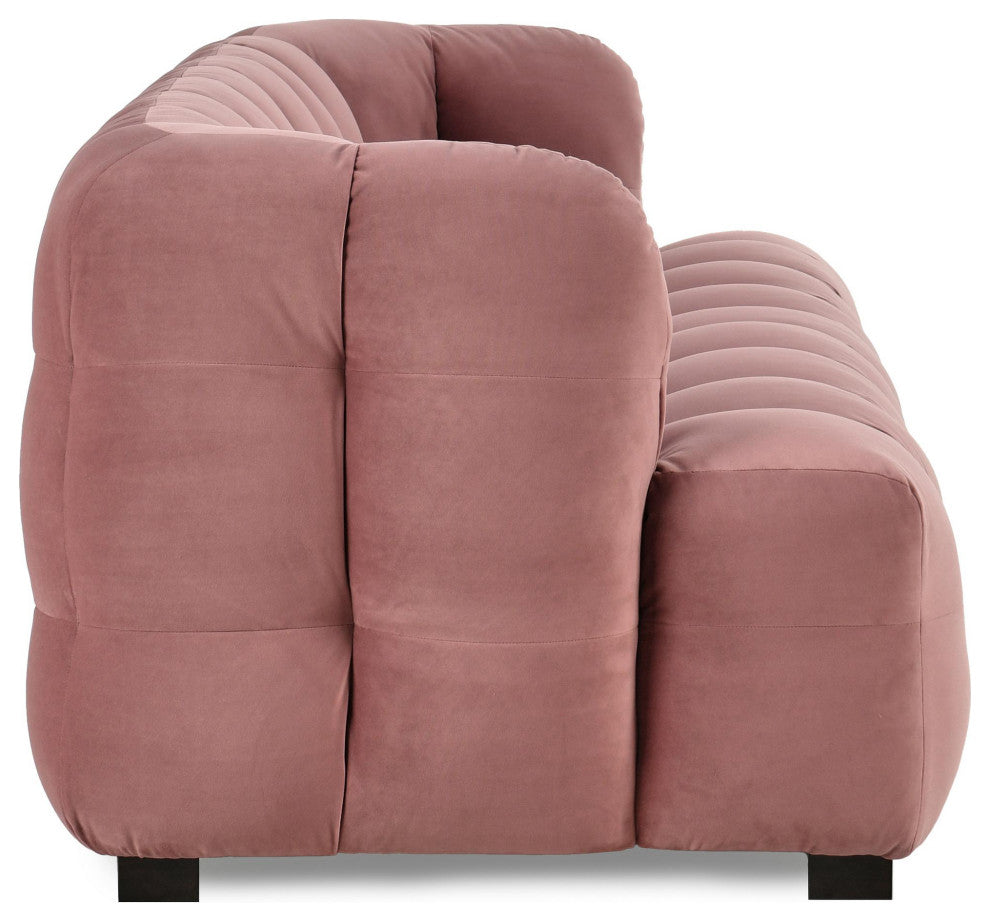 Kosas Home Petra 89" Velvet Fabric Blush Tufted Sofa