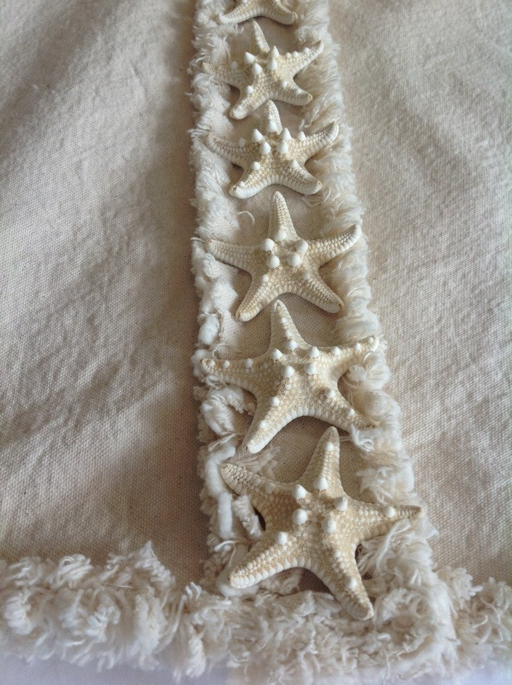 Coastal "Real Starfish" Christmas Tree Skirt