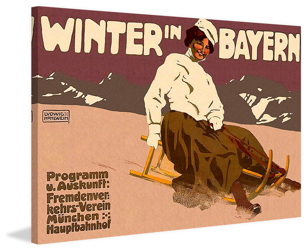 "Winter in Bayern" Painting Print on Wrapped Canvas, 24"x16"