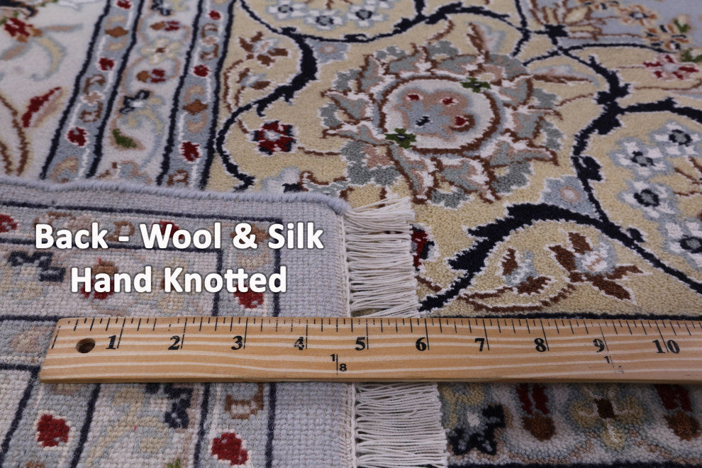 8' 1" X 10' 2" Persian Nain Wool & Silk Hand Knotted Rug - Q14728