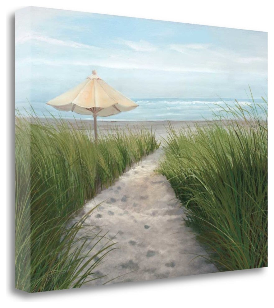 "Umbrella On The Beach" By Julie Peterson, Giclee Print on Gallery Wrap Canvas