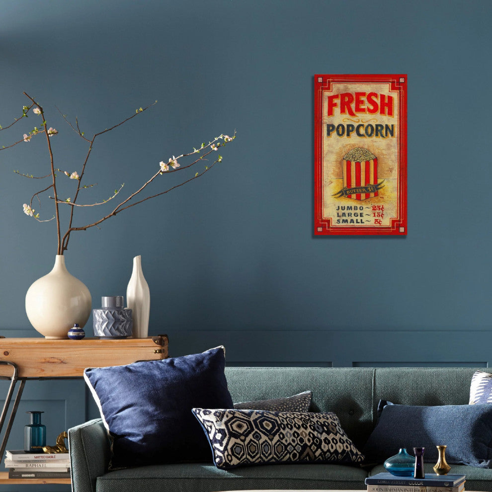 Vintage Fresh Popcorn Advertisement Wall Decor