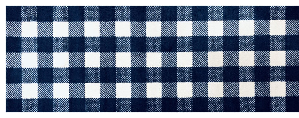 2' x 6' Navy and White Buffalo Plaid Washable Runner Rug