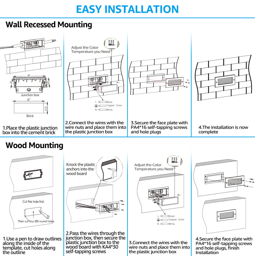 12-Pack Dimmable LED Step Lights 120-277V, 4.5W Stair Light, Oil Rubbed Bronze