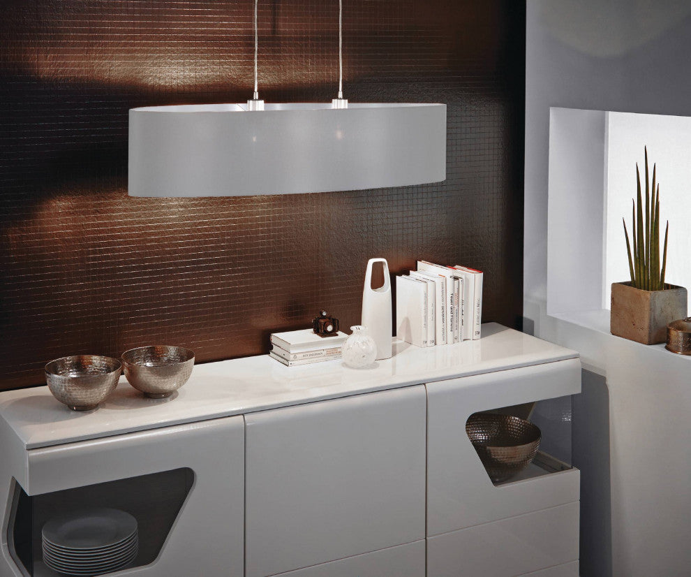 Maserlo - 2-Light Pendant - Satin Nickel, Grey & Silver Shade