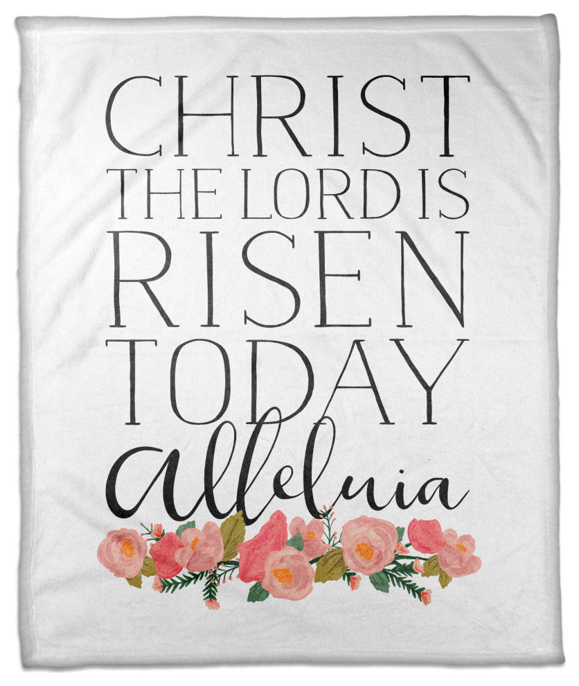 Christ the Lord is Risen Floral 50x60 Coral Fleece Blanket