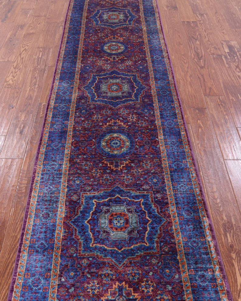 2' 8" X 9' 10" Runner Mamluk Handmade Wool Rug - Q12629