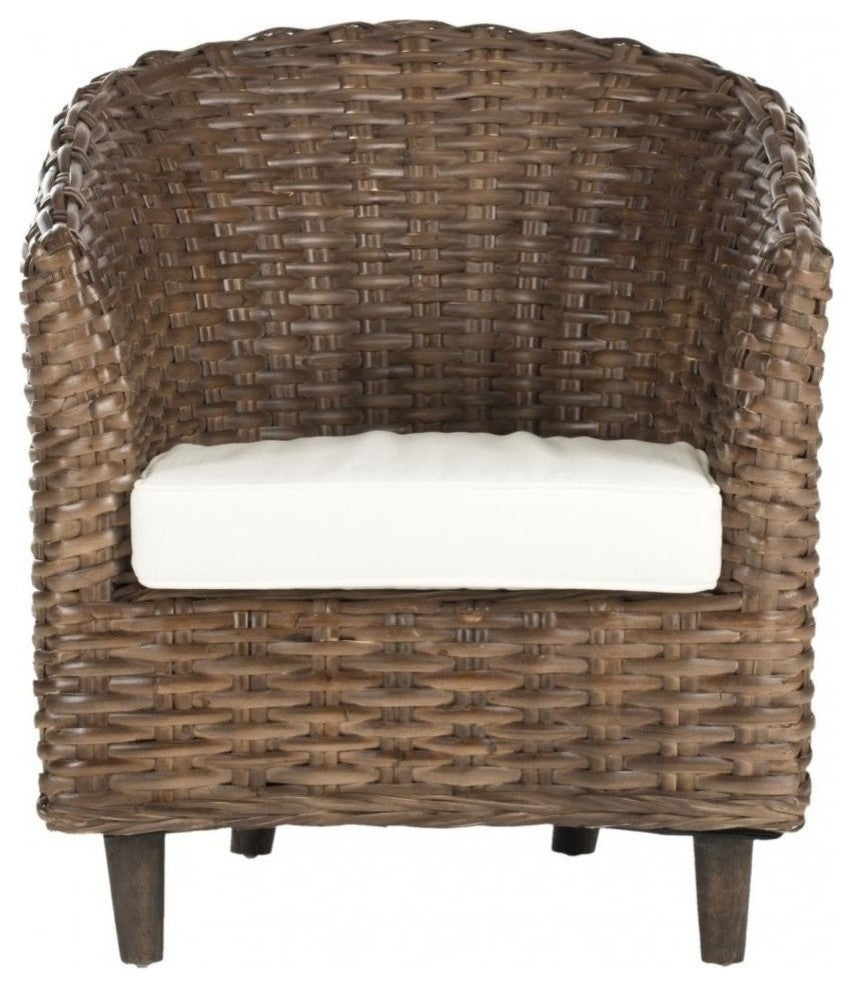 Safavieh Omni Rattan Barrel Chair, Brown Glaze