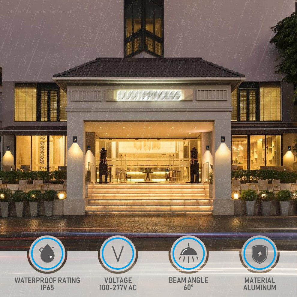 2 Pack 5CCT LED Wall Sconce, 100-277V Porch Light, 10%-100% Dimmable