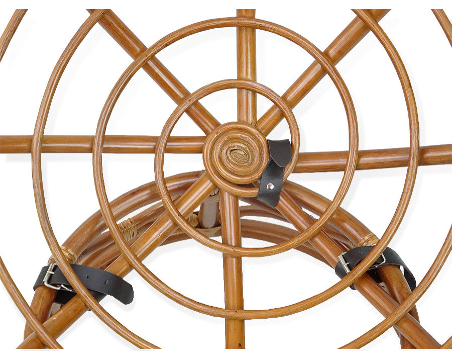 Kids Papasan Wicker Rattan Chair Natural Handmade With Cream Cushion, Colonial