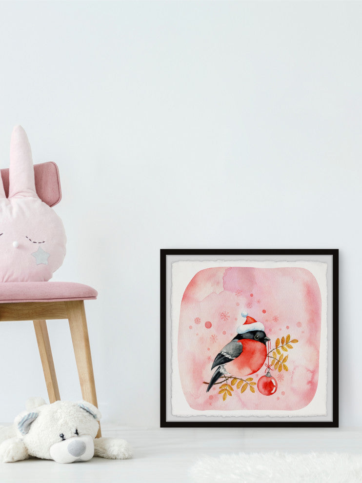 "Santa Bird" Framed Painting Print, 18x18