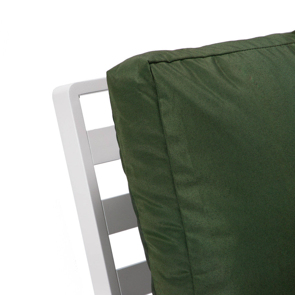 LeisureMod Walbrooke White Patio Armchairs with Cushions Set of 2, Green