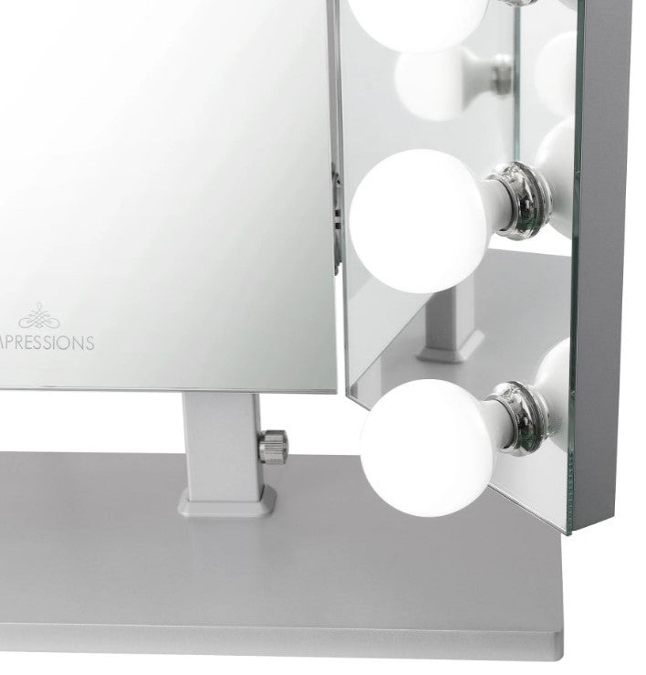 Trifecta Plus Vanity Mirror, Silver, Led Globe Bulbs