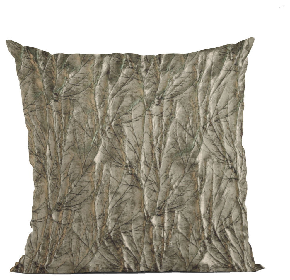 Gunmetal Yarns Shiny Fabric With Twig Pattern Luxury Throw Pillow, 22"x22"