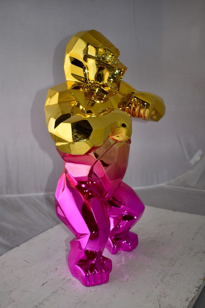 Textile Red and Gold King Kong Statue  Size: 18" x 9" x 23"H