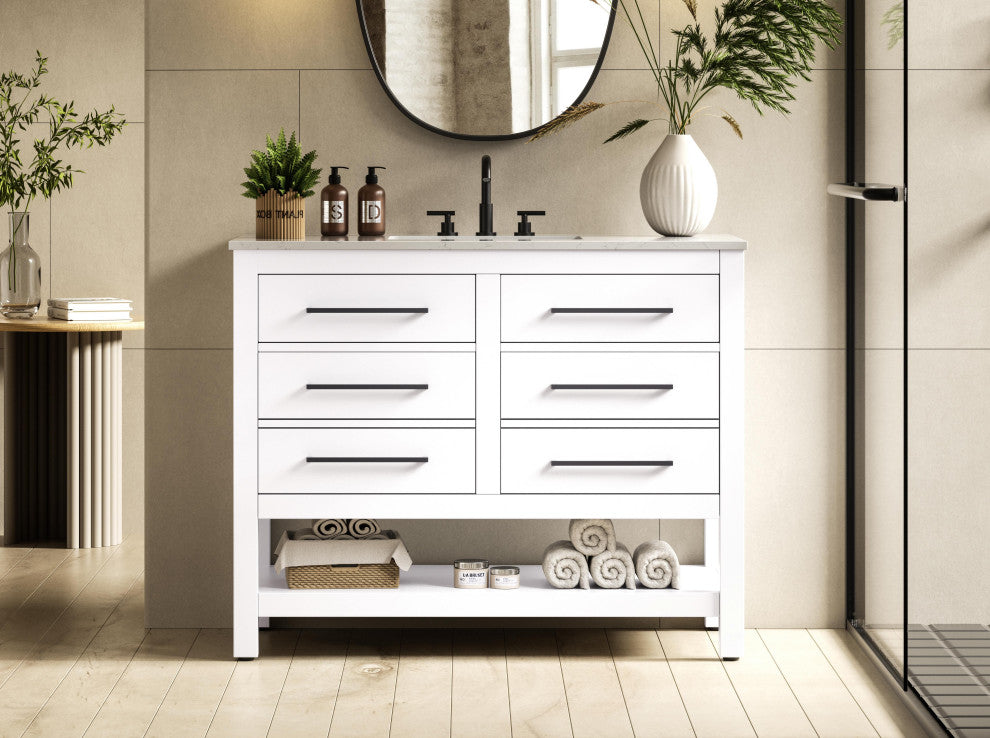 Home Living 42" Single Bathroom Vanity, White