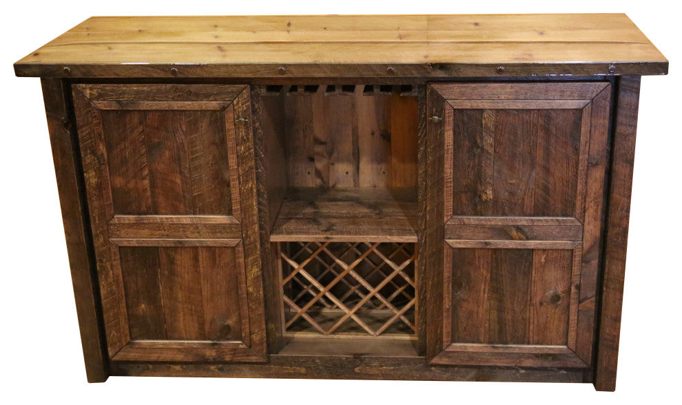Barnwood Style Timber Peg Freestanding Bar Set, Dusk, Black Pine Cone and Quarter Espresso