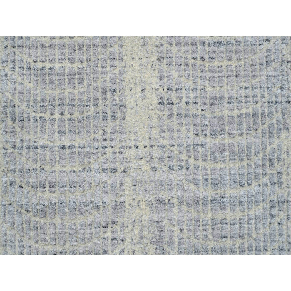 Gray, Wool And Plant Based Silk, Hand Loomed, Runner, Rug, 2'6" x 10'0"