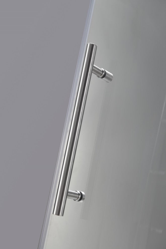 Langham 72"x75" Completely Frameless Sliding Shower Door, Frosted, Stainless