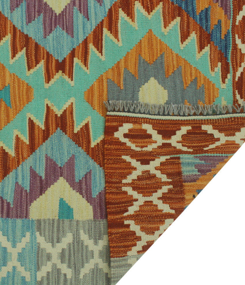 Sangat Kilim Art Gray/Rust Runner, 2'7x8'0