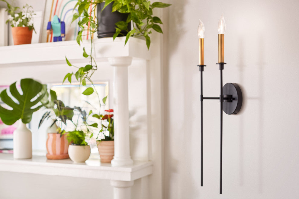 Lark 83072 Hux 2 Light 24" Tall Wall Sconce - Black