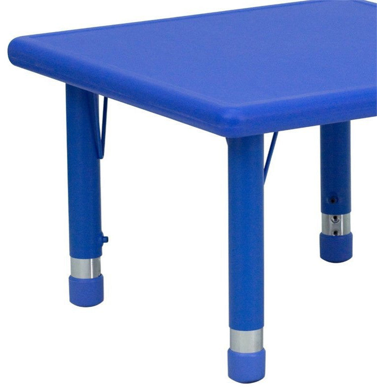 24" Square Blue Plastic Height Adjustable Activity Table