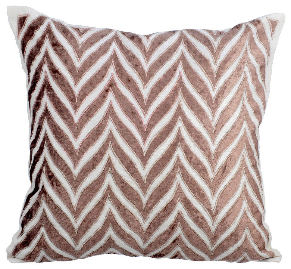 Ivory Decorative Pillow Shams 24"x24" Velvet, We Danced Chevron