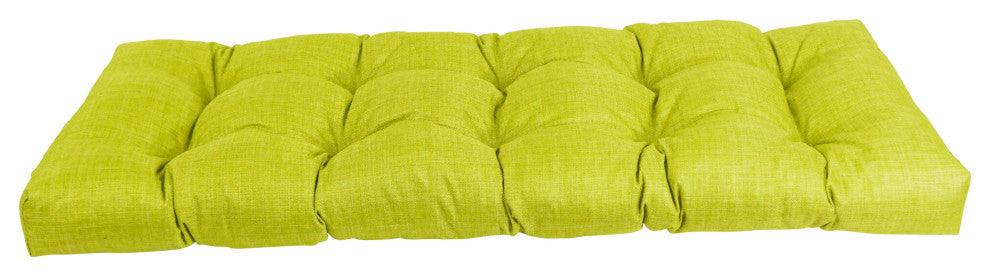 51"X19" Tufted Solid Outdoor Spun Polyester Loveseat Cushion, Lime