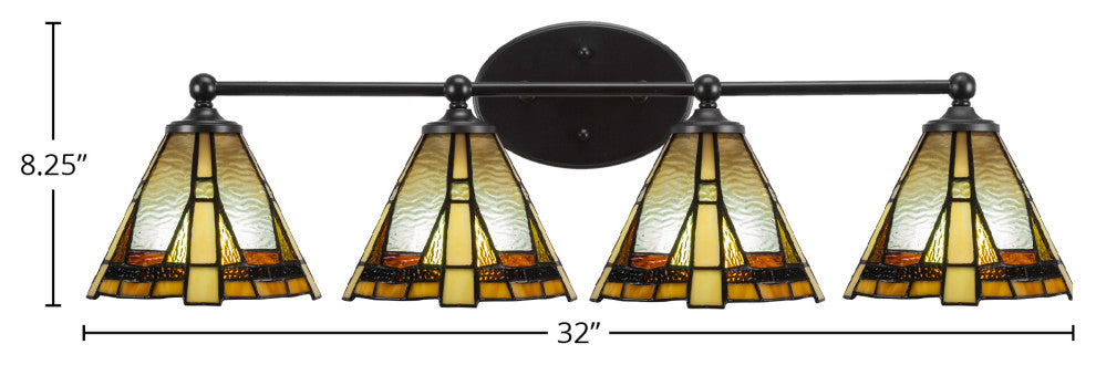 Capri 4-Light Bath Bar, Matte Black/Zion Art