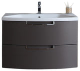 40" Wall Mounter Vanity in Cedar Espresso,White Integrated Acrylic Countertop