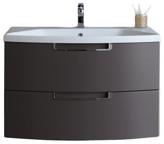 40" Wall Mounter Vanity in Cedar Espresso,White Integrated Acrylic Countertop