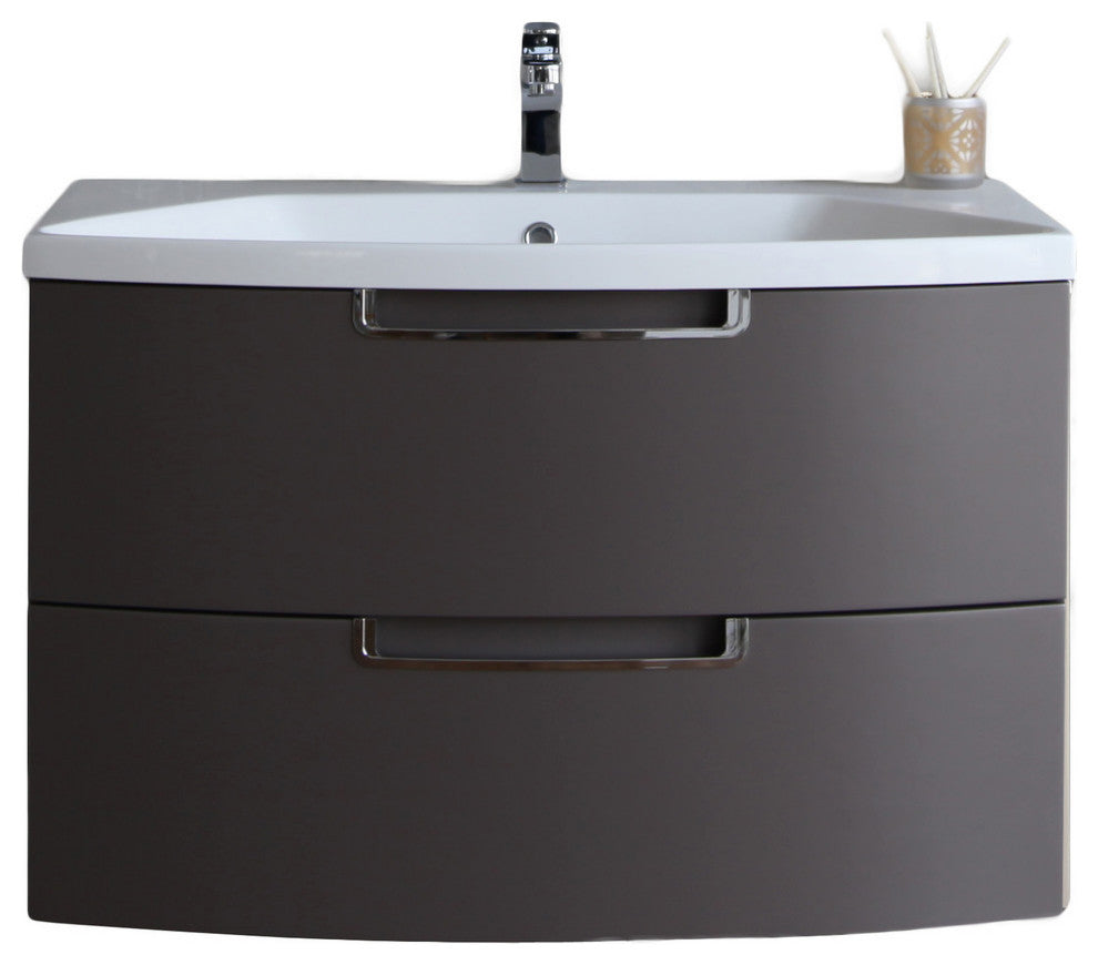 40" Wall Mounter Vanity in Cedar Espresso,White Integrated Acrylic Countertop