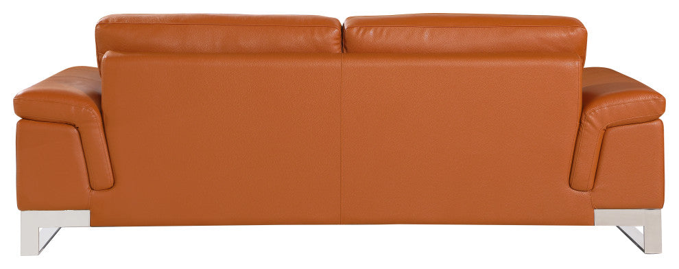 Naples Contemporary Genuine Italian Leather Sofa Camel