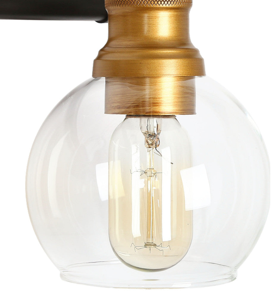 LNC 4-Light Black & Brass Modern Glass Bathroom Vanity Lighting