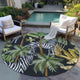 Indoor/Outdoor Tropics TC13 Black Machine Washable 8' x 8' Round Rug