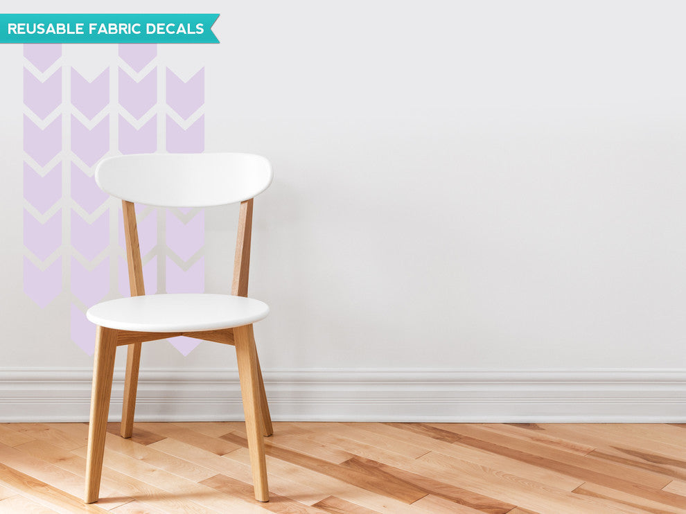 Chevron Arrows Fabric Wall Decals, Set of 26 Chevron Decals, Light Purple