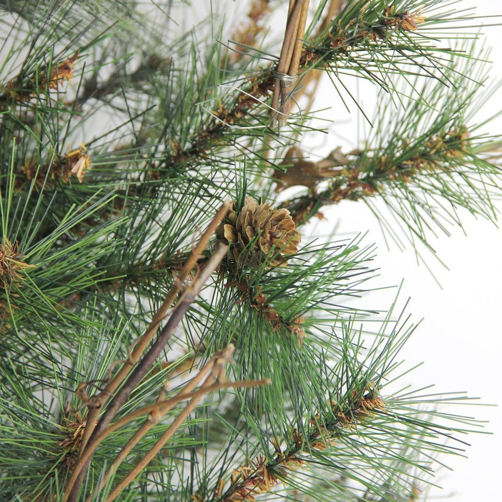 Country Mixed Pine Artificial Christmas Wall or Door Tree, Unlit, 3'x28"