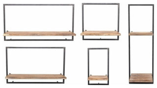 Sagebrook Home Wood/Metal Wall Shelves Organizer, Set of 5