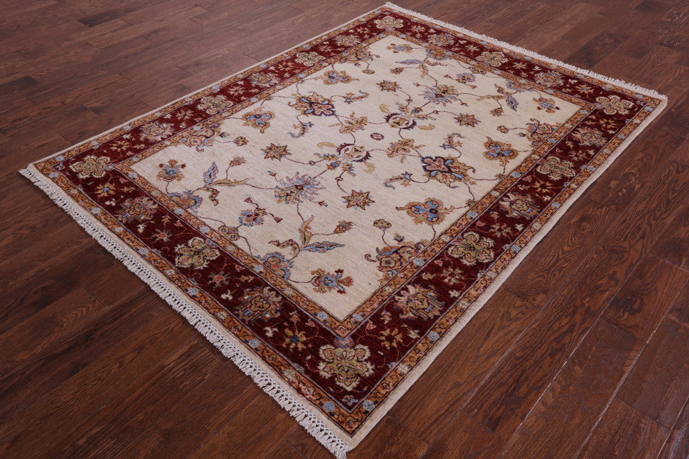 5' 0" X 6' 7" Persian Tabriz Hand Knotted Wool Rug Q11331