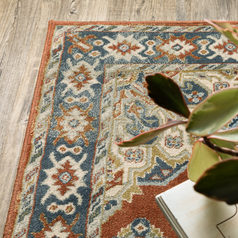 Bastian Oriental Medallion Indoor Area Rug, Rust, 9'10"x12'10"