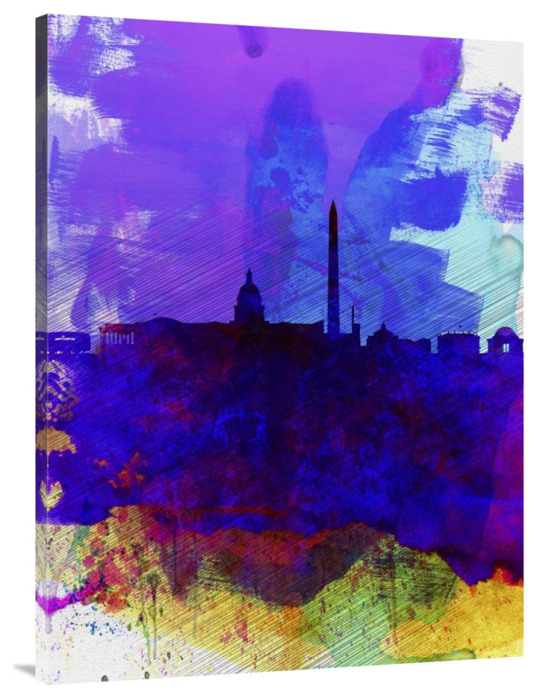"Washington DC Watercolor Skyline 2" Fine Art Print