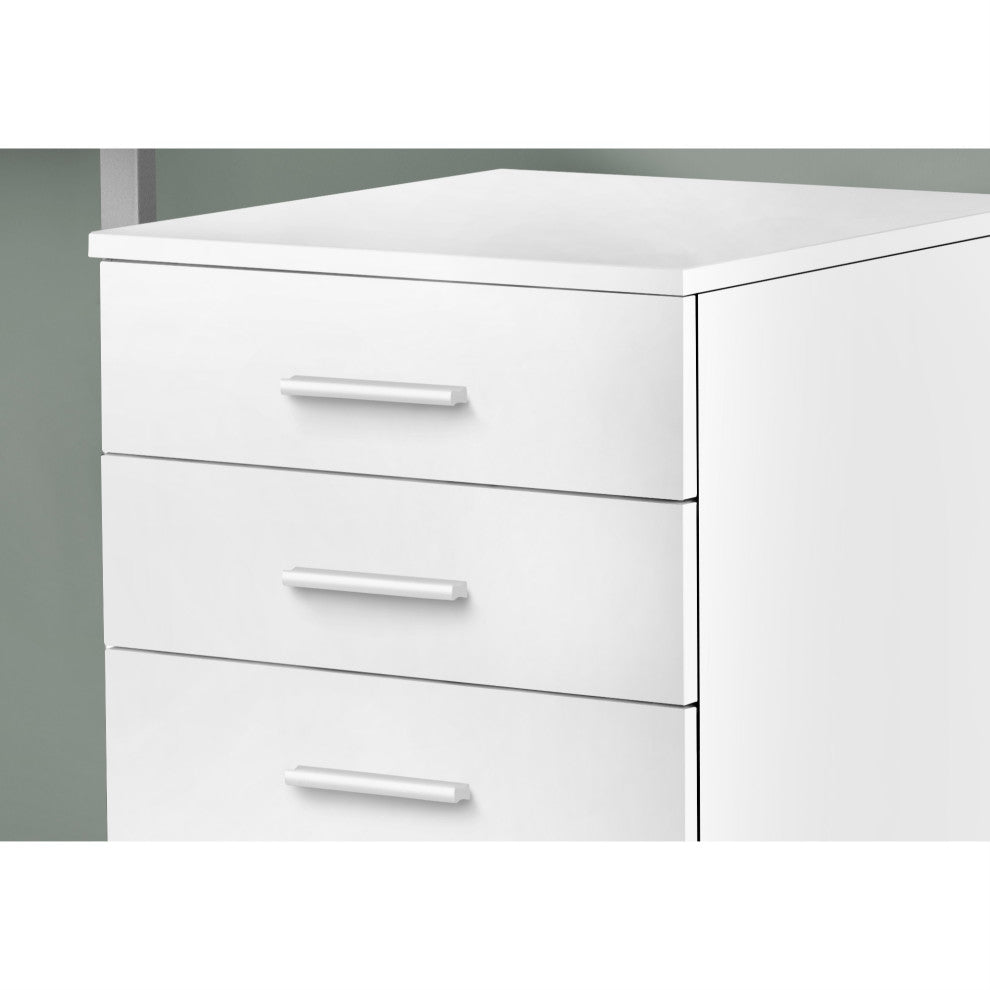 File Cabinet,Rolling Mobile, Storage Drawers, Printer Stand, Office, Work, White