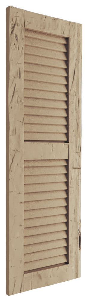 Rustic 2 Equal Louver Faux Wood Shutters, Per Pair, Hand Hewn, 15x24"