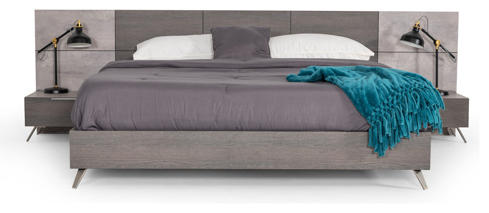 Nova Domus Bronx Italian Modern Faux Concrete and Grey Bed, Eastern King