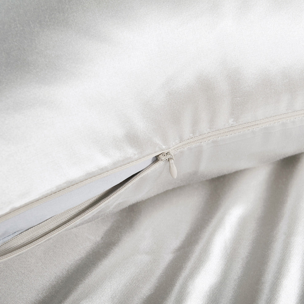 Luxury Silk-Cotton Blend Pillowcase Set of 2, 20'' x 36'', Grey